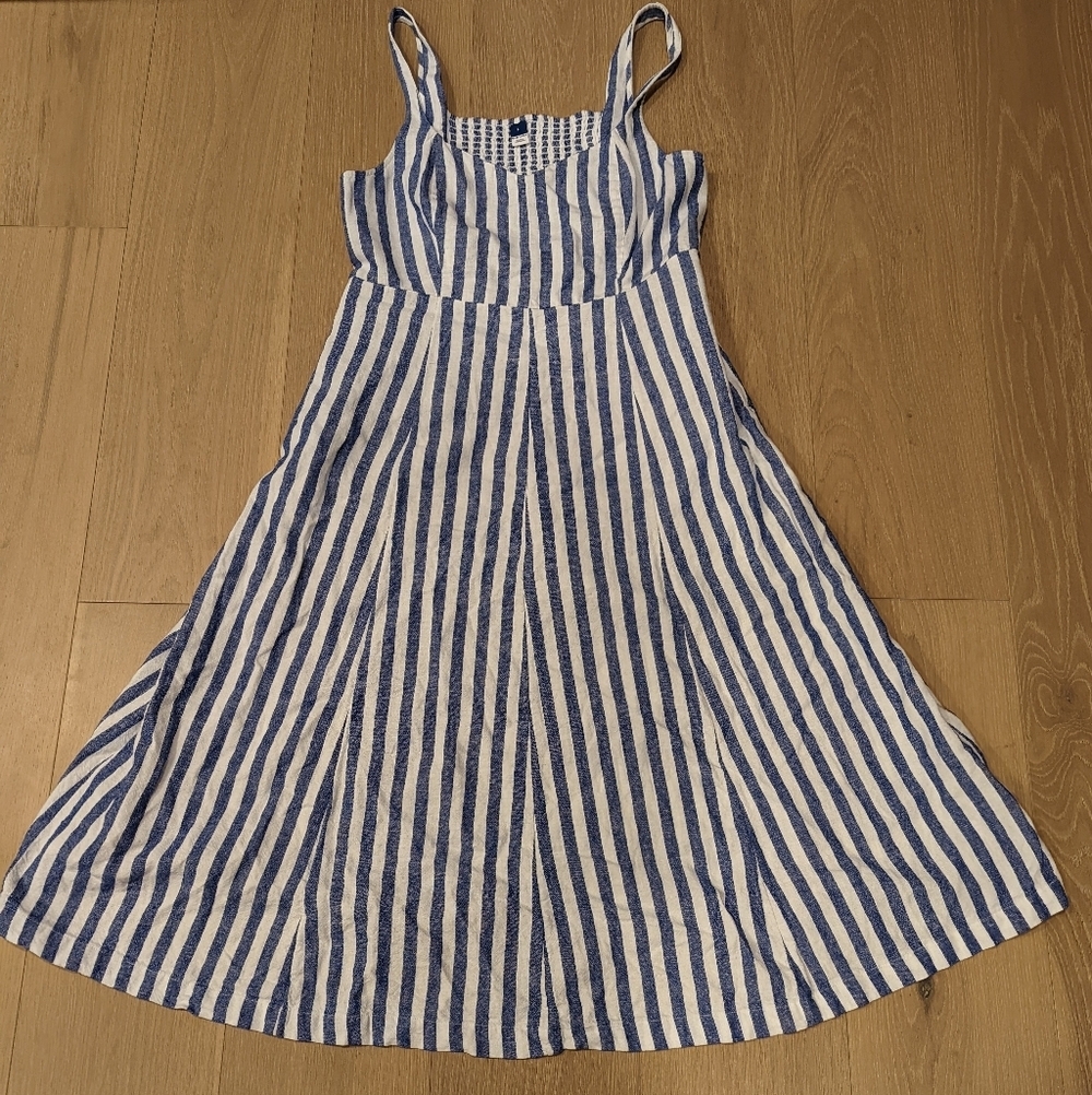Old Navy Blue and White Striped Midi Dress